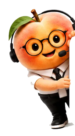 Peachy, the Stimch mascot, leaning on the prompt box